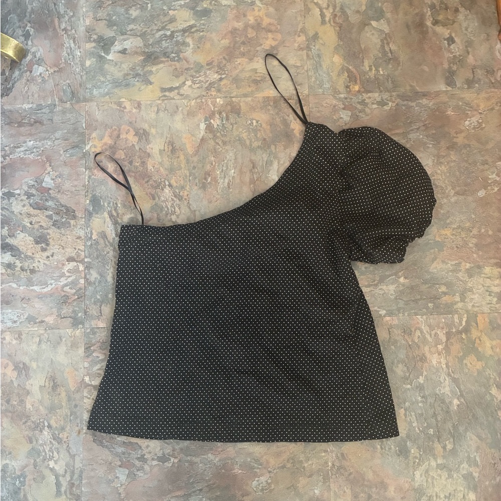 Maeve by Anthropologie One-Shoulder polka dot Top - Picture 2 of 5